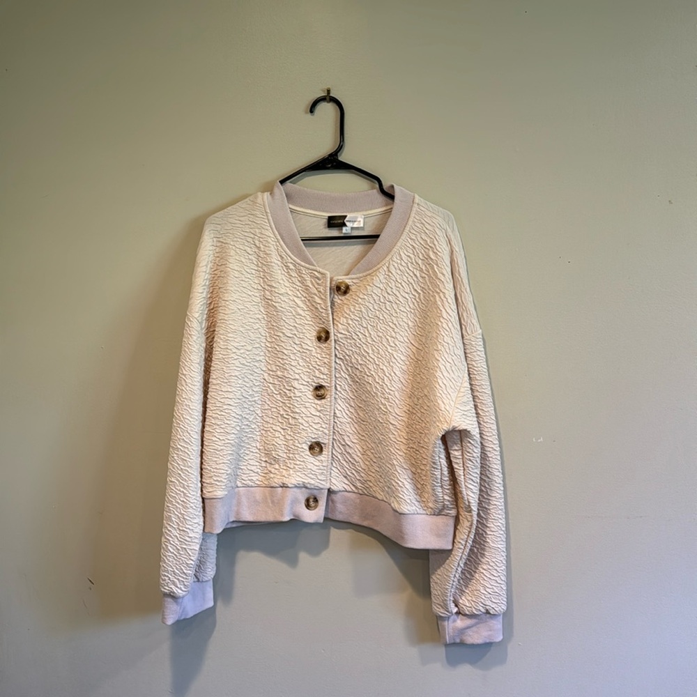 Cream Textured Cardigan